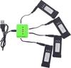 Lot de 4 batteries LiPo 3,7V 500mAh avec chargeur USB 4-en-1 – Kit d'alimentation à charge rapide pour drones et quadcoptères RC E58, S168, JY019