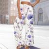 Women's Printed Wide Leg Pants With Pockets High Waist Drawstring Loose Casual Pants