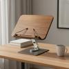 Adjustable Wooden Book Stand Ergonomic Design Walnut Reading Easel Stable Metal Base Rotating