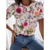 Trendy Fresh Flower 3D Printed Short Sleeve Women's Summer Round Neck T-shirt
