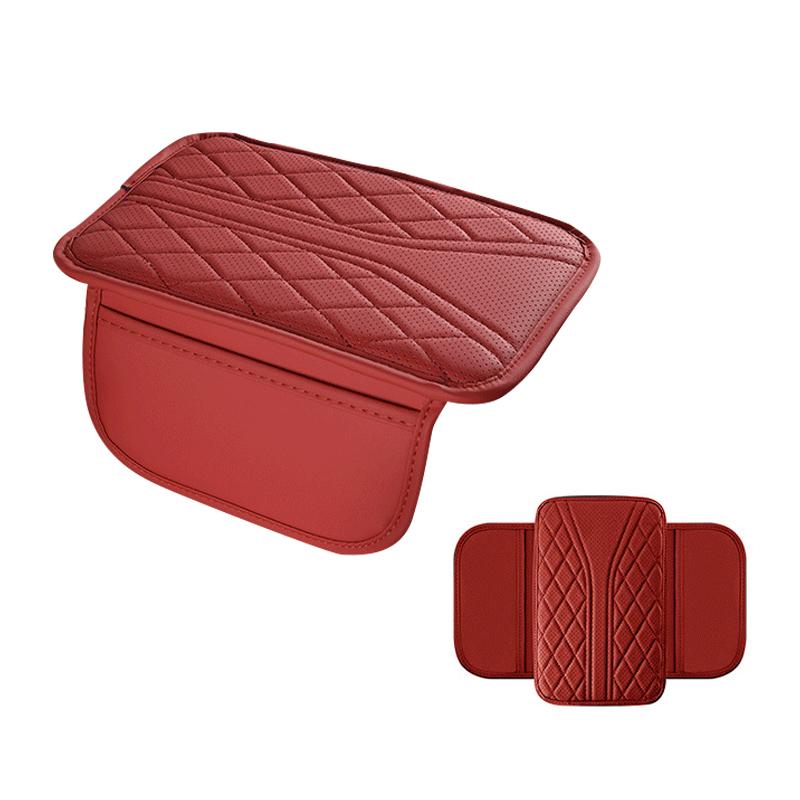 

Car Armrest Pad With Storage Bag Pu Leather Car Elbow Pad Car Center Console Armrest Box Cushion Auto Armrests Storage Pad красный