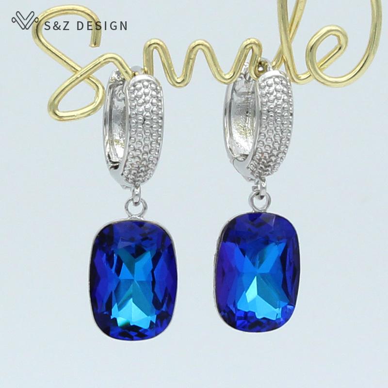 Klassische Schlichte Rechteckige Kristall-Hängeohrringe Für Damen Hochzeitsschmuck Roségoldfarben Party Mode Elegant Ohrhänger