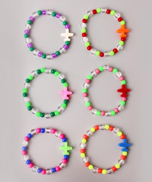 Bonbeau Vivid Color Airplane Charm Acrylic Ball Bracelet 6 Colors