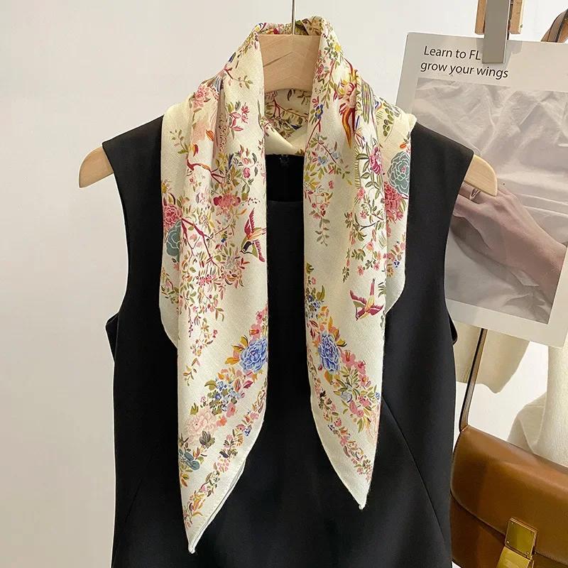 70cm  Floral Print Women Bandanas Square Scarf Girls Headband Accessories Handkerchief Neckerchief Hairscarf