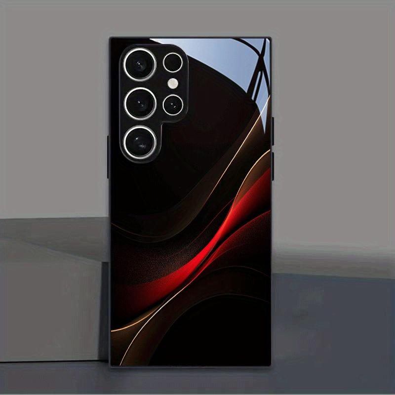 Red gold charm picture black glass phone case suitable for Samsung Galaxy S26 S25 S24 S22 S21 S20 FE/Ultra/Plus shockproof