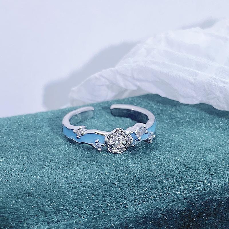 Small Fresh Enamel Oil Dripping Butterfly Cool Feeling Open Ring Women'S High Sense Stacking Wearing Niche Design Ring