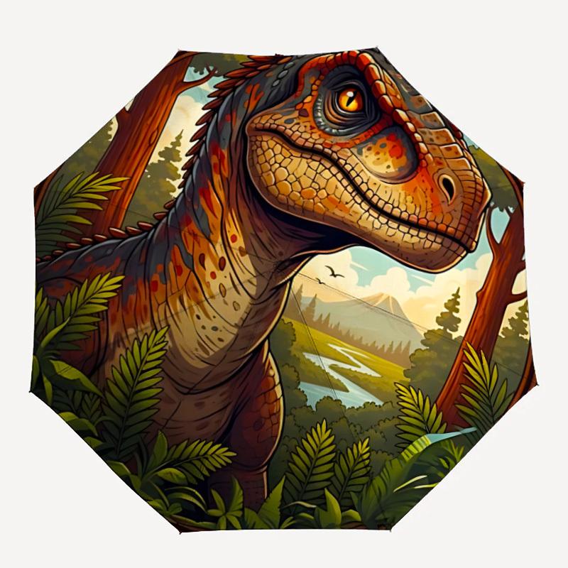 1pc Dinosaur Prehistoric Automatic Open/Close Folding Umbrella - Compact 8-Rib Design, Daily Use, Perfect Gift for Friends & Family Yy260327074