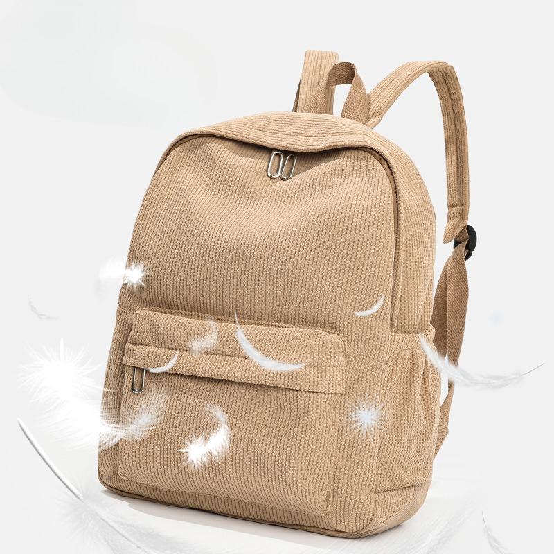 A Versatile Schoolbag for Primary and Secondary School Students, Featuring A Large Capacity of Corduroy and A College-style Backpack Casually
