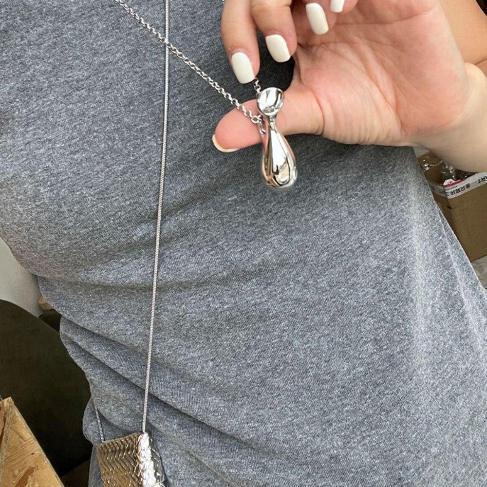 Metal Long Necklace with Water Bottle Pendant Women Choker  for Fashion Enthusiasts