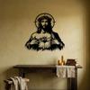 Black Metal Sacred Heart Wall Art, Catholic Jesus Sign, Christian Religious Home Decor, Spiritual Gift for Believers