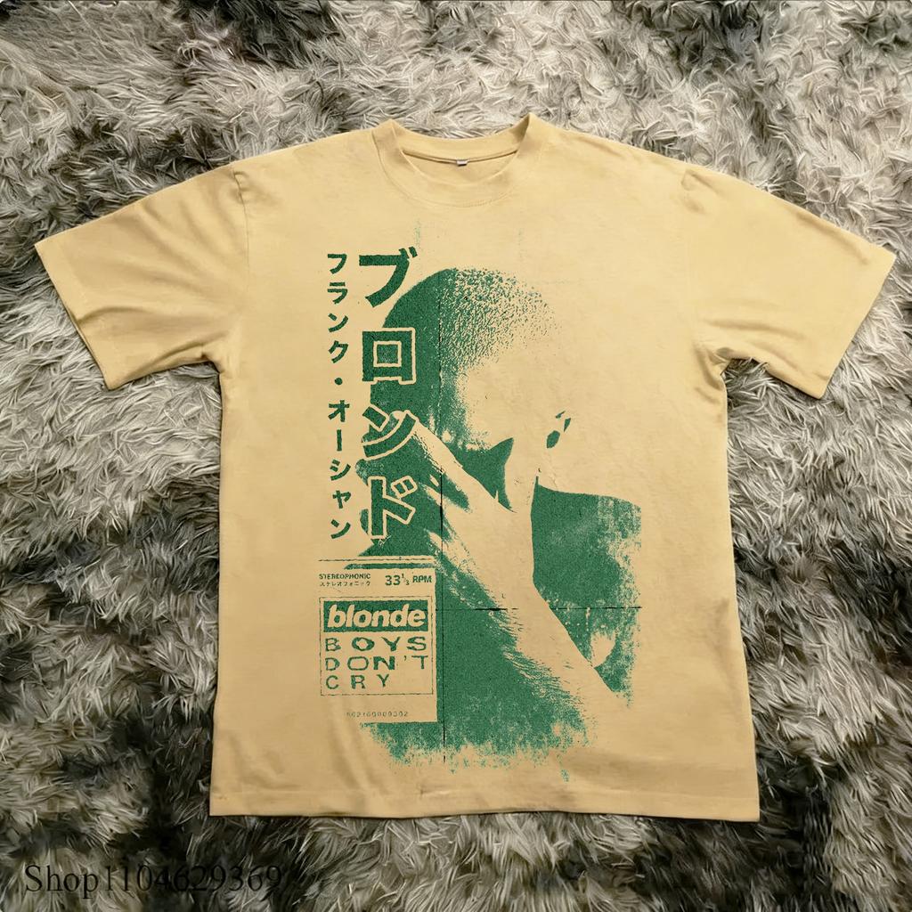 Rapper Frank Retro Grafik T-Shirt Herren Hip Hop Ocean Album Kleidung T-Shirts Y2k Unisex Blond Fashion Übergroßes Baumwoll-T-Shirt