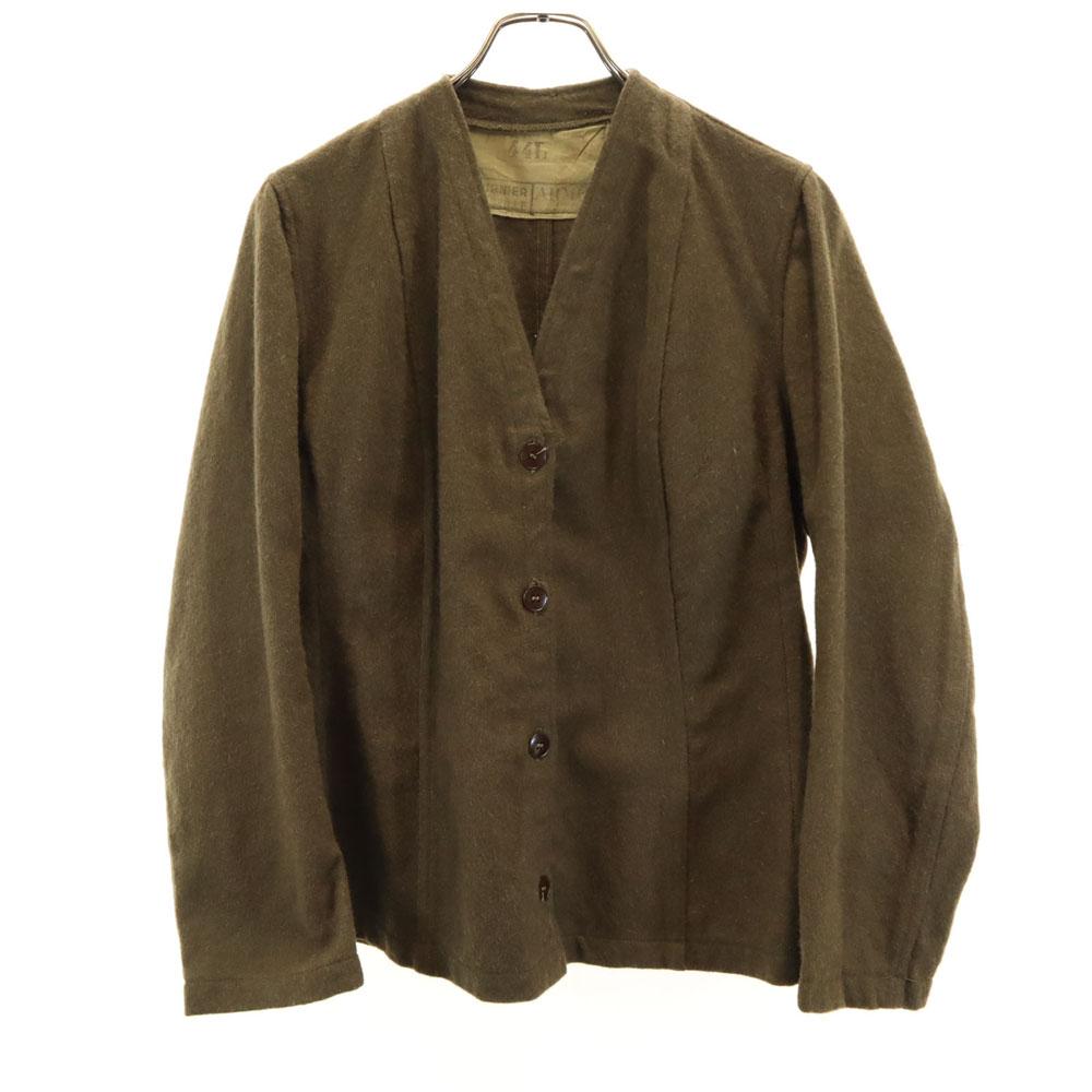 

ФРАНЦУЗСКАЯ АРМИЯ 50-х годов винтажный шерстяной жакет с V-образным вырезом 44L хаки Женский Подержанный