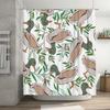 Colorful Duck Pattern Shower Curtain Bathroom Decor Green Leaves White Fabric Waterproof Home Decoration
