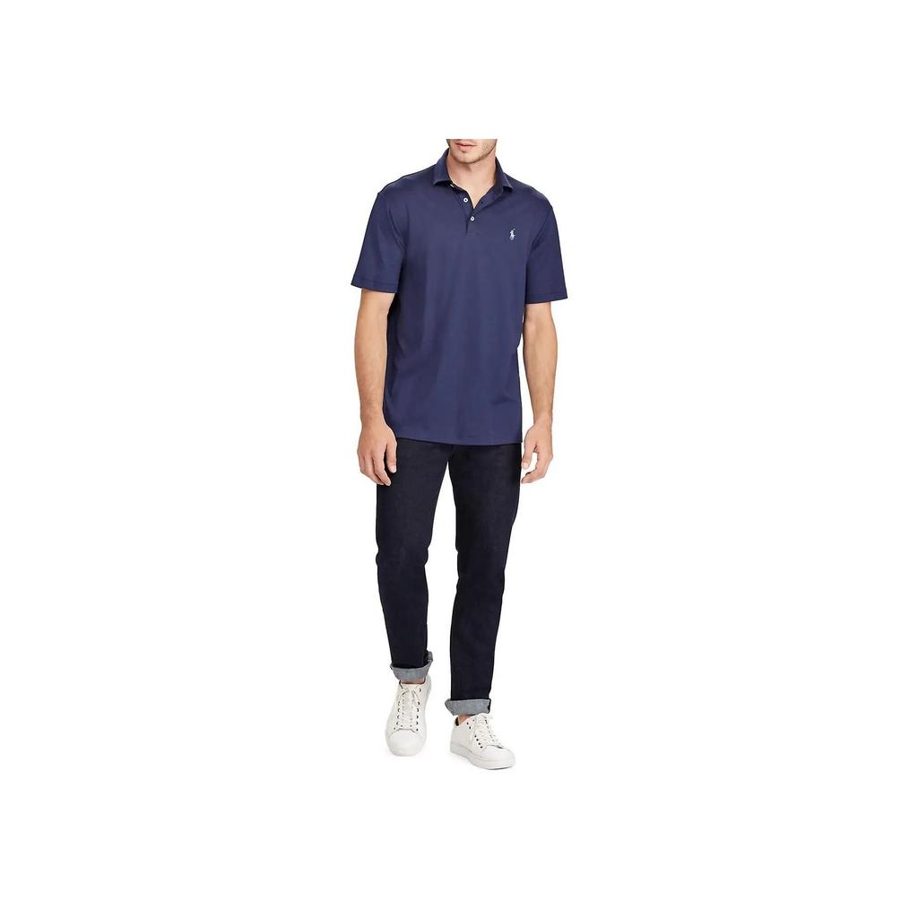 Polo Ralph Lauren Solid Logo Pony Embroidered Pullover Short Sleeve Polo Shirt Men Tops Blue 710660637-006