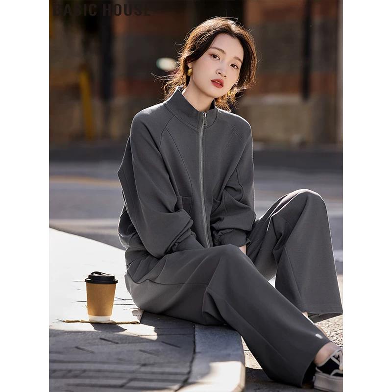 Basic House Women s Stand-Collar Tracksuit Set XL