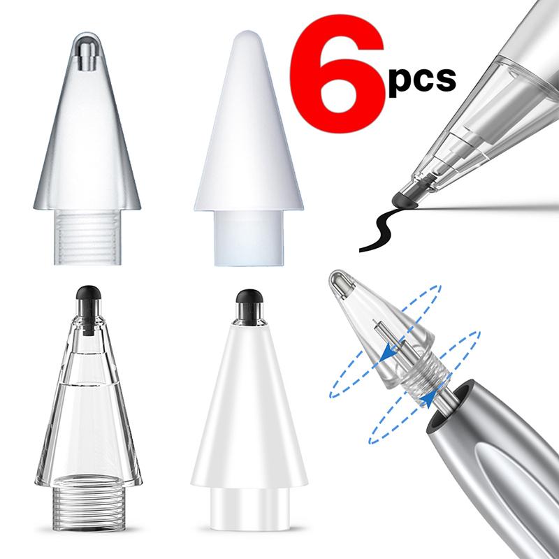 Replacement Pencil Tips For Apple Pencil 1/2/3th Apple Pencil Pro 4/6 Pcs 2B Soft Nibs For iPad Pro Pencil 3 2 1 Stylus Fine Nib