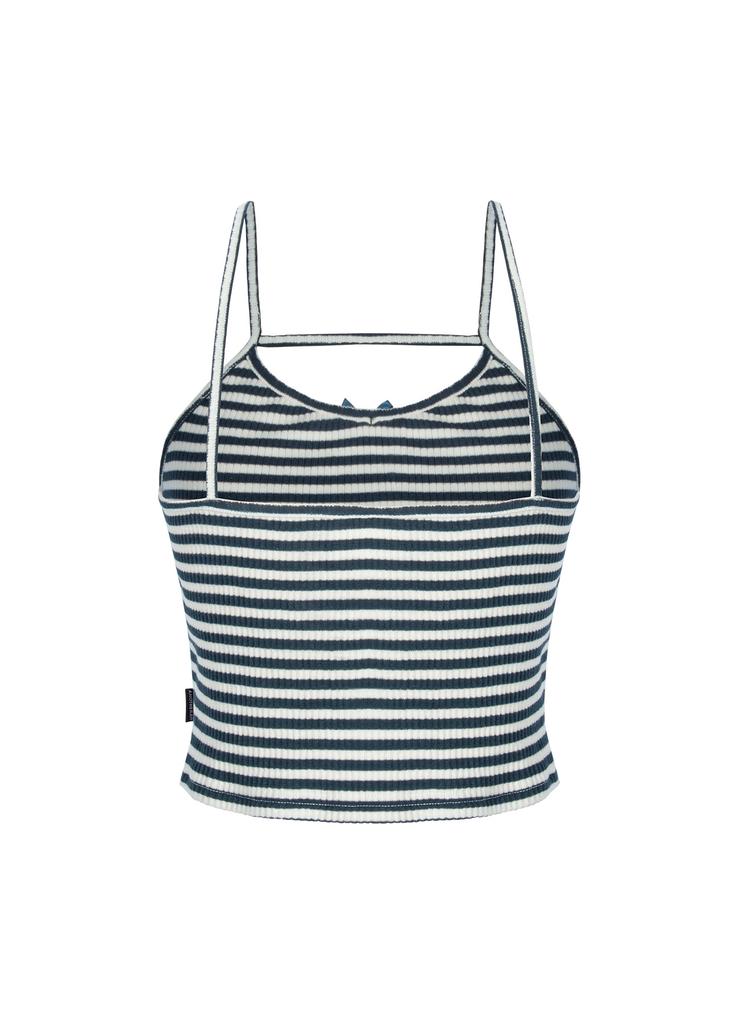 ANOTHER A Striped Ribbon Sleeveless [Navy]