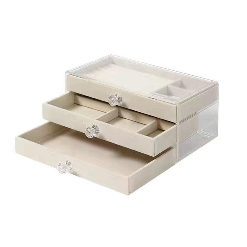 Dustproof Flannel Jewelry Storage Box Stackable Drawer Jewelry Box  for Home