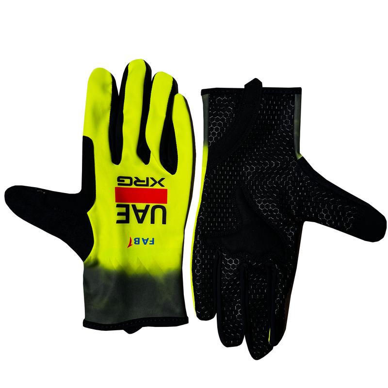 Fluor Yellow 2026 UAE Sports Cycling Gloves Full Finger Men Road Bike Gloves Running Fitness Warmth Gym Riding Bicycle Gloves