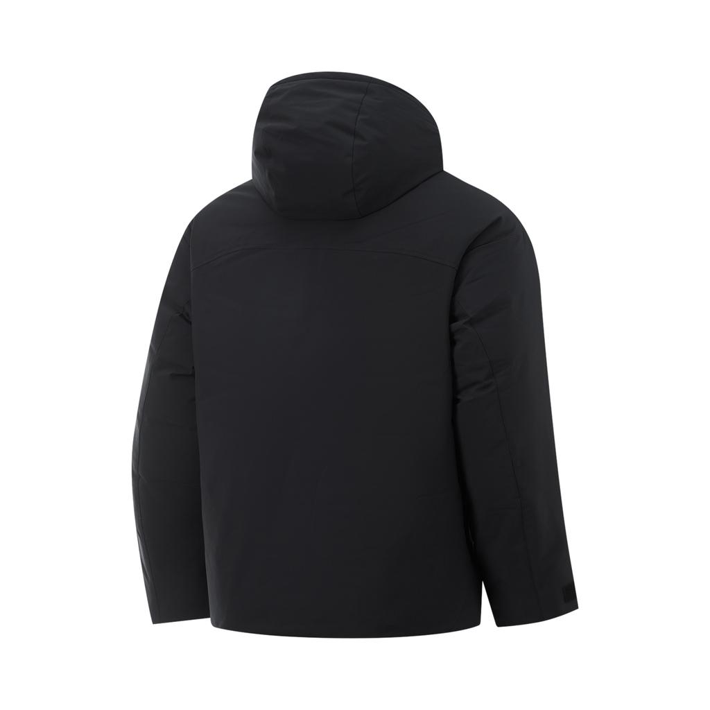Li Ning Hot Pot Down Jacket Water-Resistant Comfortable Solid Color Casual Hoodie Men Jacket Black AYMV779-2