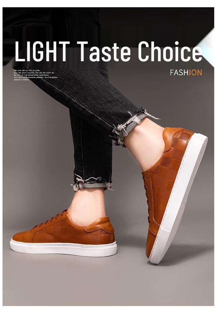 Herren Freizeit-Board-Schuhe aus geprägtem Rindsleder - Retro & Große Größen für Frühling und Herbst
