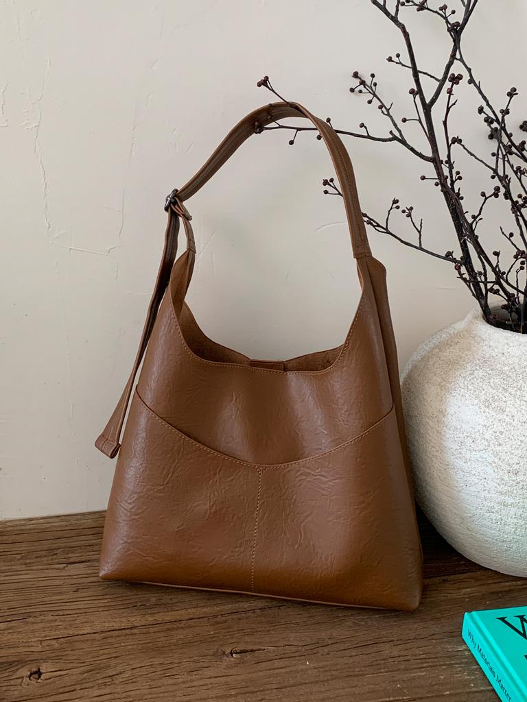 Textured Traveling Shoulder Bag for Women Autumn Winter Large Capacity PU Crossbody Bags Solid Color Shopping Casual Handbags
