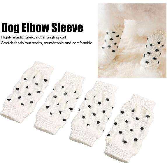 Zerodis 4pcs Dog Elbow Protector, Elastic Pet Leg Hock Protectors Warm Dog Hock Covers Pet Leg Sleeves Knitted Pet Leg Warmers Leg Support Wrap