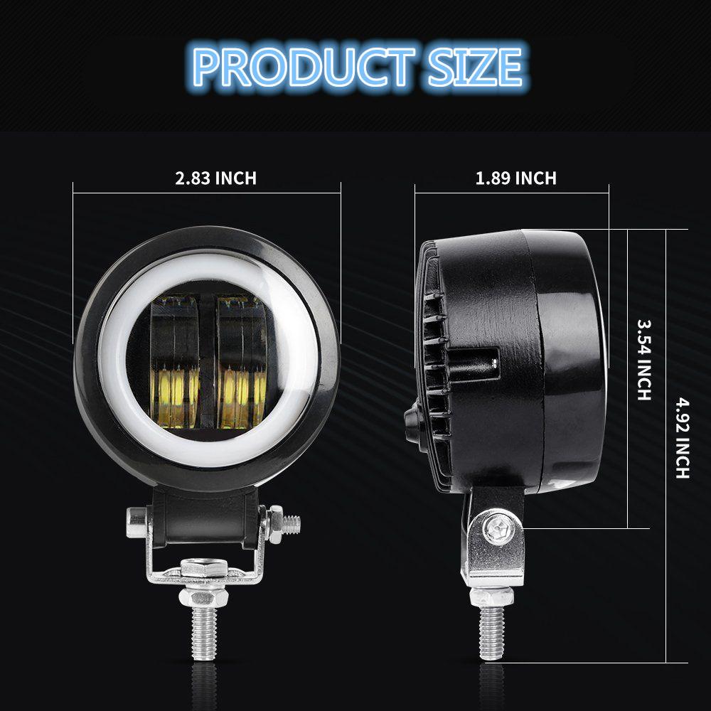 2PC 3Inch 12V 24V 6500K 40W Waterproof Round CREE LED Angel Eyes Light Bar Offroad Car Boat Led Work Light Spot Light