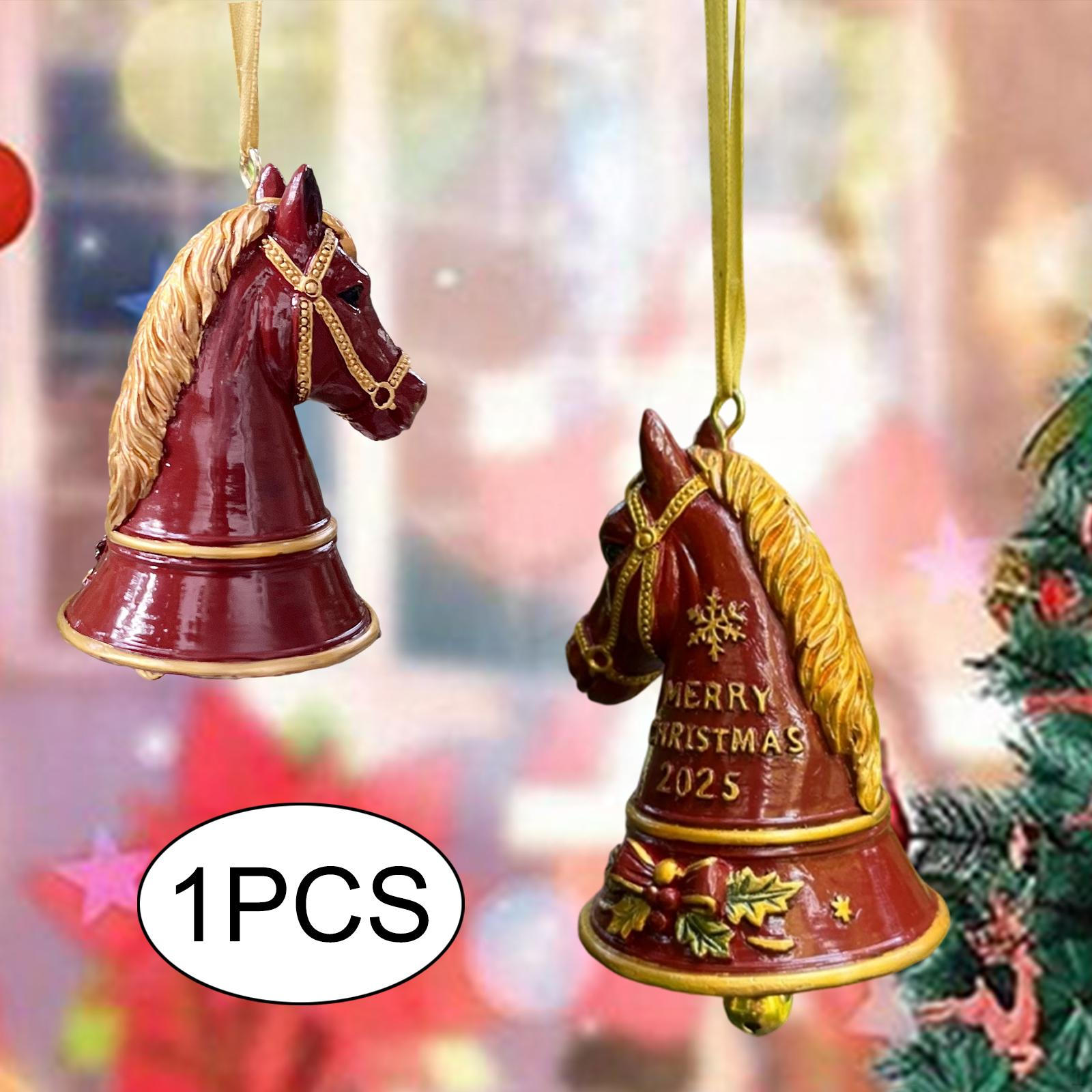 

Рождественский колокольчик, украшение, подвеска в форме лошадиной головы, уникальный подарок, елочное украшение