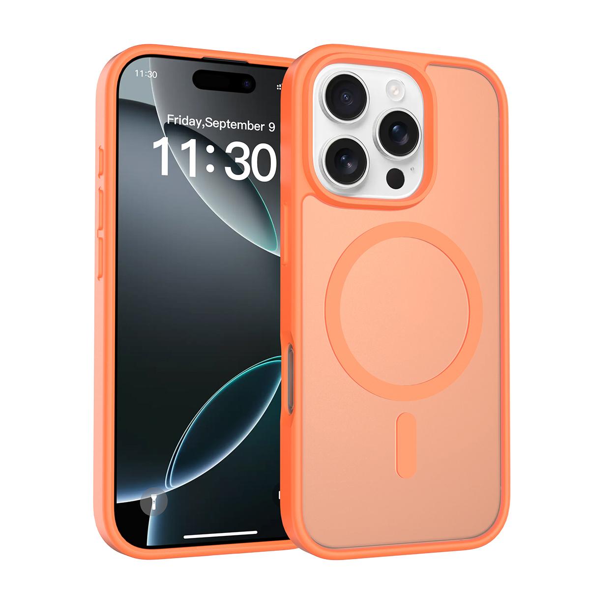 

Matte Magnetic Case for Magsafe iPhone Air 17E 17 E 16E 16 Pro Max 15 Plus 14 13 12 Mag Safe Frosted Translucent Silky Touch Anti-stain Phone Cover iphone 17 pro max помаранчевий