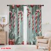2pcs,2D Plane Printing Curtains Digital Printed Christmas Candy Cane Ornaments Snow (4) Versatile Polyester Fabric (without Rod)