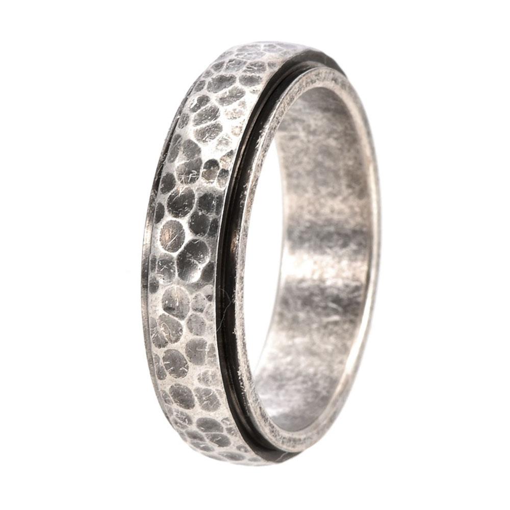 Vintage Handmade Hammered Pattern Rotating Men's Honeycomb High-end Ring 2025