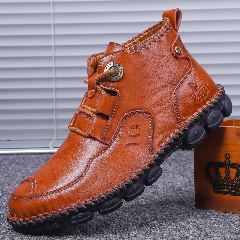 Herren Designer Stiefel Outdoor Sneaker Leder Arbeitsstiefel Übergröße 38-48 Mode Herren Stiefeletten Handgefertigt Herrenstiefel Leicht