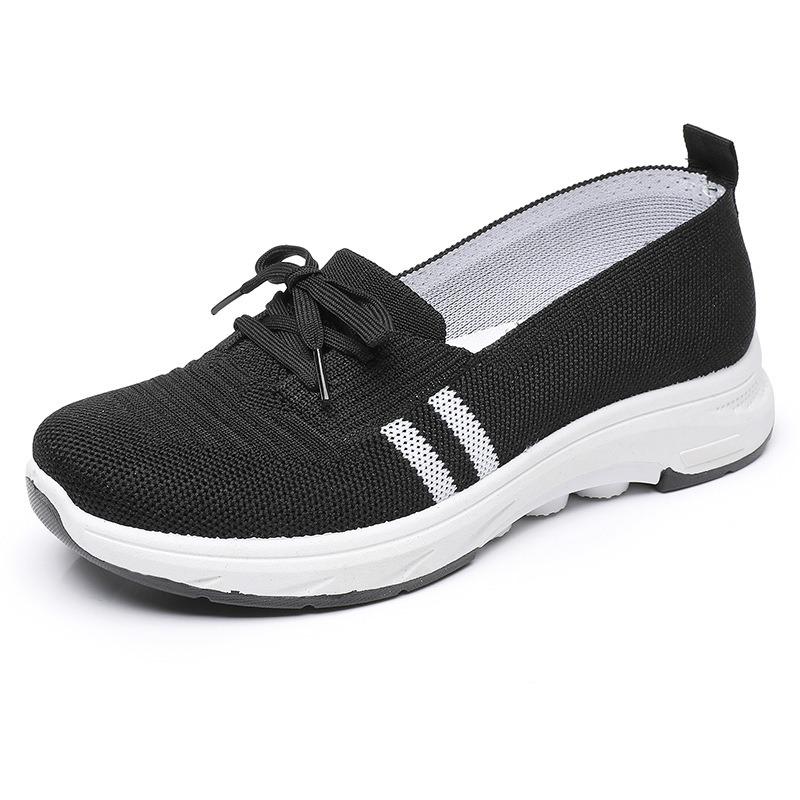 Women's new flying woven fabric surface breathable one-pedal lazy shoes shallow mouth soft sole comfortable and light casual flat-soled single shoes