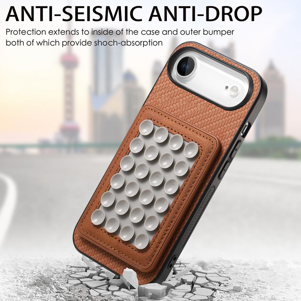 Etui na iPhone Air z teksturą włókna węglowego, skórzany tylny panel z magnetyczną odpinaną przyssawką