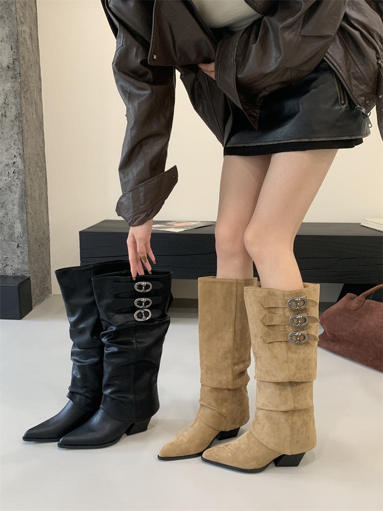 2025 Autumn New Combat Boots Two Wear Heart Hardware Buckle Removable Boot Cover Two Wear Boots Women's Boots