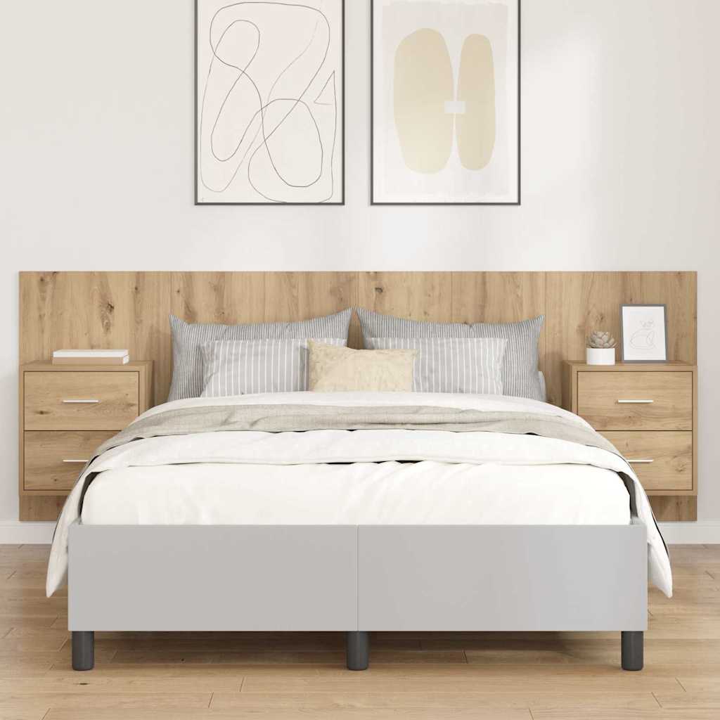 Headboard with Cabinets 3 pcs Artisan Oak Wood Based Material