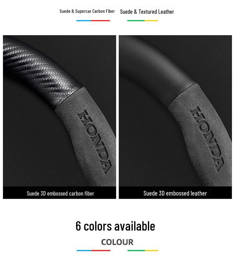 Suede 3D Embossed Handlebar & Steering Wheel Covers for Honda Accord, Binzhi, Fit, Haoying, Fengfan, Guandao.