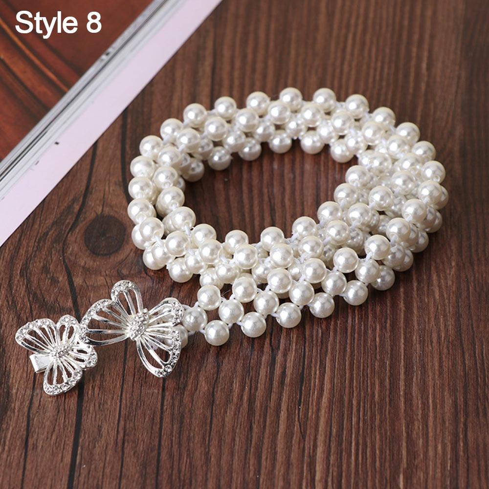 Ladies' Elastic Rhinestone Waist Chain Thin Drawstring Belt Fashion Pearl Waist Belt  For Women