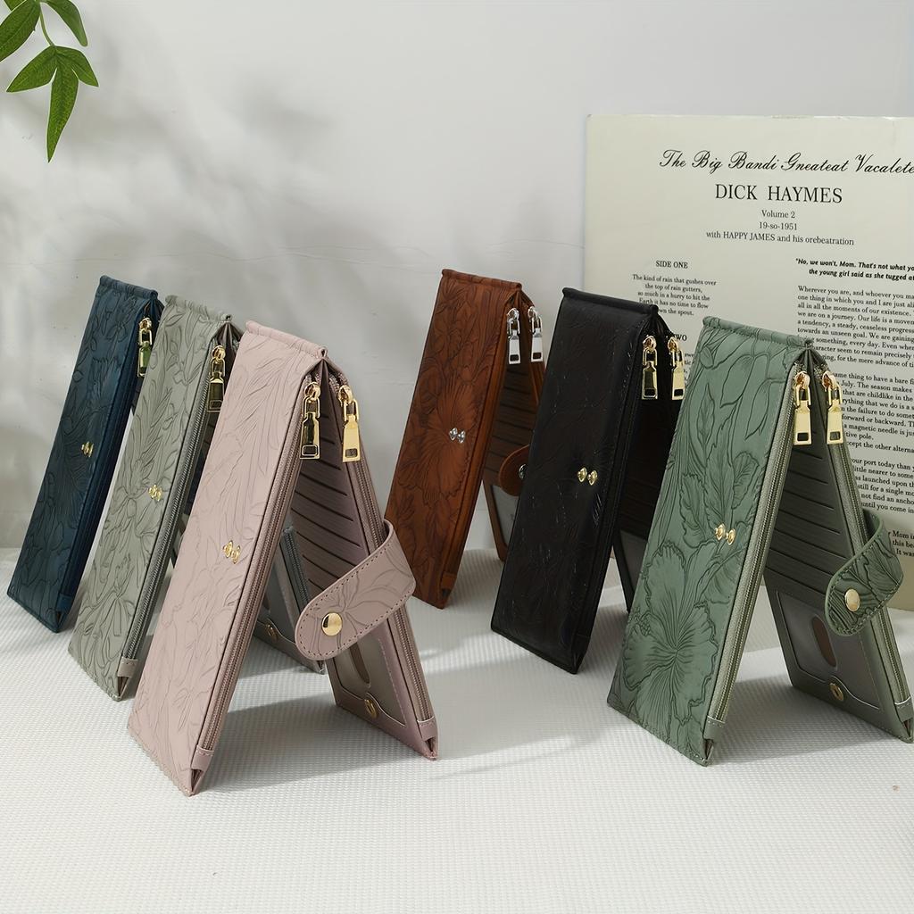 Women's Ultra-thin Wallet with RFID Shielding Card Bag, Double Zipper Pocket, Slim Women's Handbag