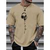 Men's Summer Earphones with Letter Print, Breathable and Comfortable Round Neck T-shirt, Outdoor Sports and Leisure Top