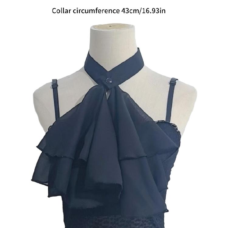 Historical Reenactment Ruffled Jabot Necktie Chiffon Detachable Faux Collar Neckpiece For Renaissances Colonial Outfit