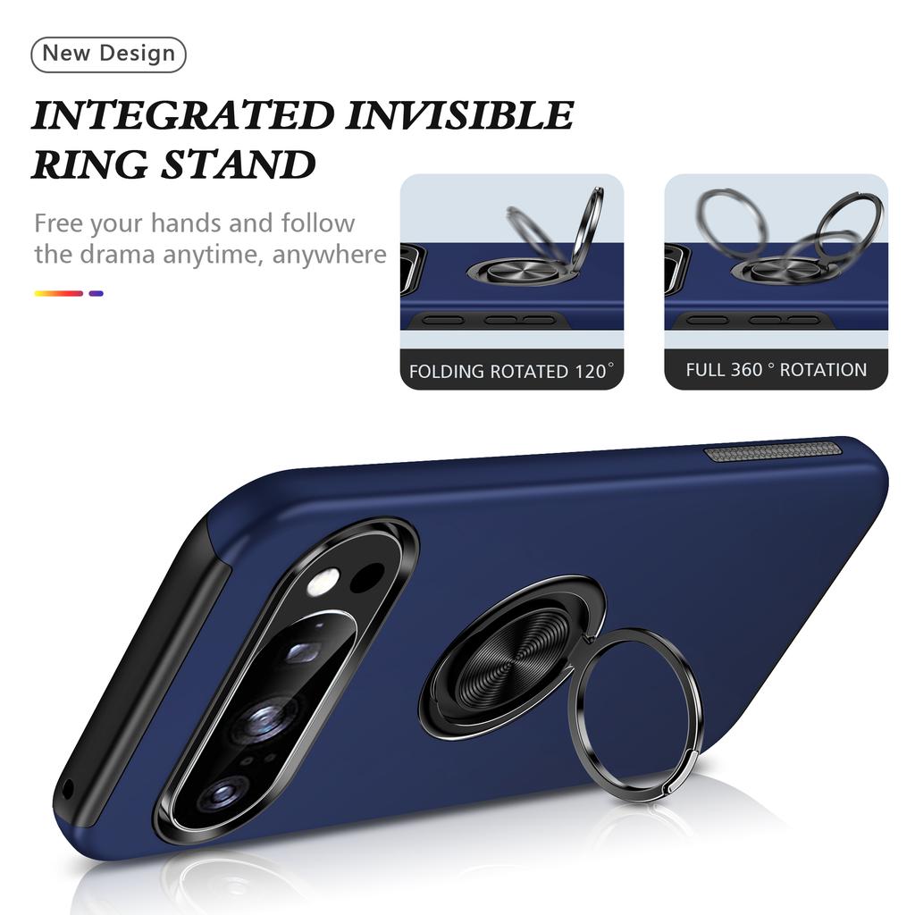 For Google Pixel 10 Pro/Pixel 10 Case PC+TPU Phone Cover with Rotatable Ring Holder