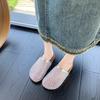 Fashion Platform Baotou Cool Slippers for Women in Summer Wear New Round-toe Feng Rhinestone Mesh Slip-on Non-slip Flat Shoes
