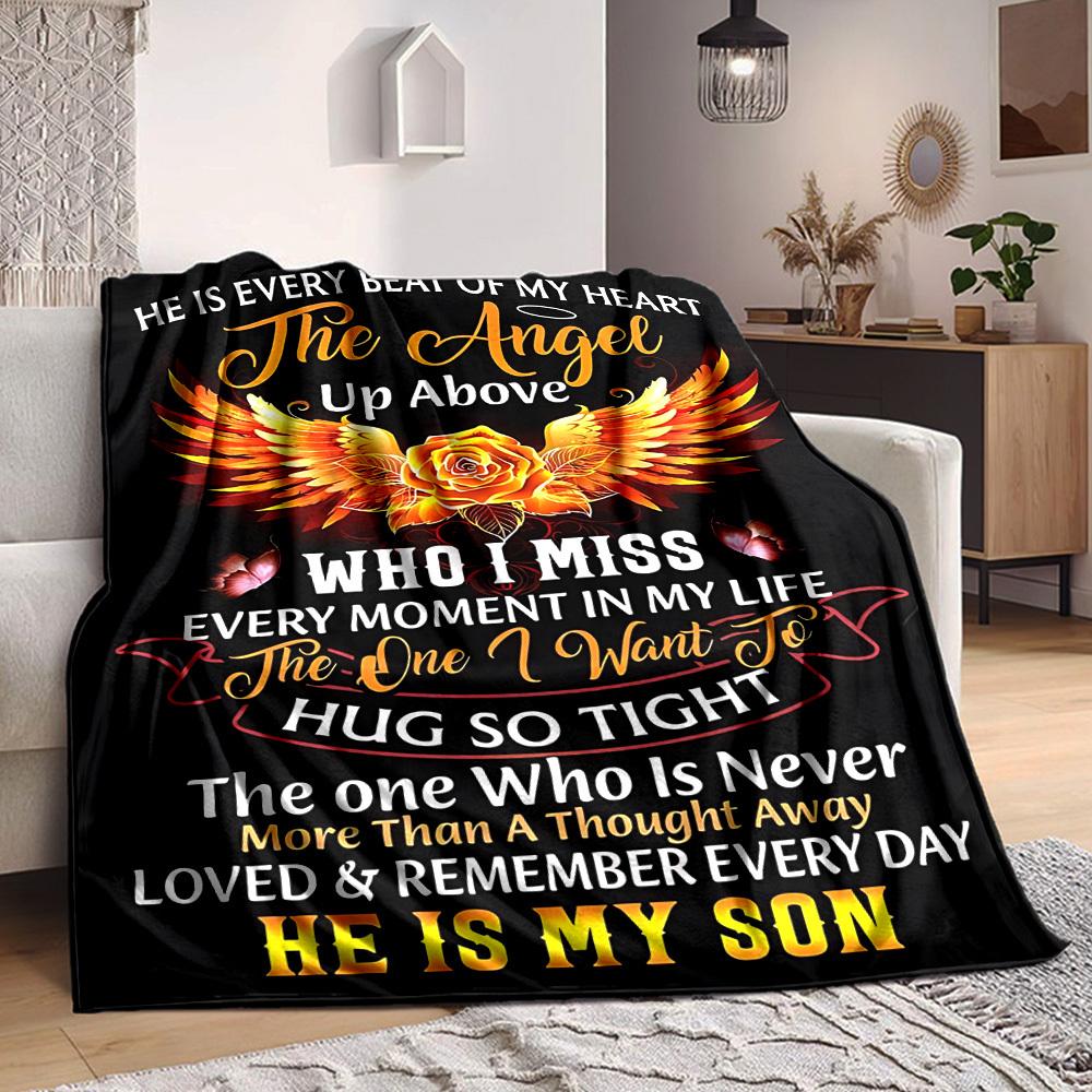 1PC Son Memorial Quote Blanket, Throw For Sofa, Bed, Travel, Printing Blanket With Soft And Warm Fabric yy250918187 75x90cm
