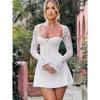 Sexy Lace Sleeve Slim Looking Dress Backless Lace Up