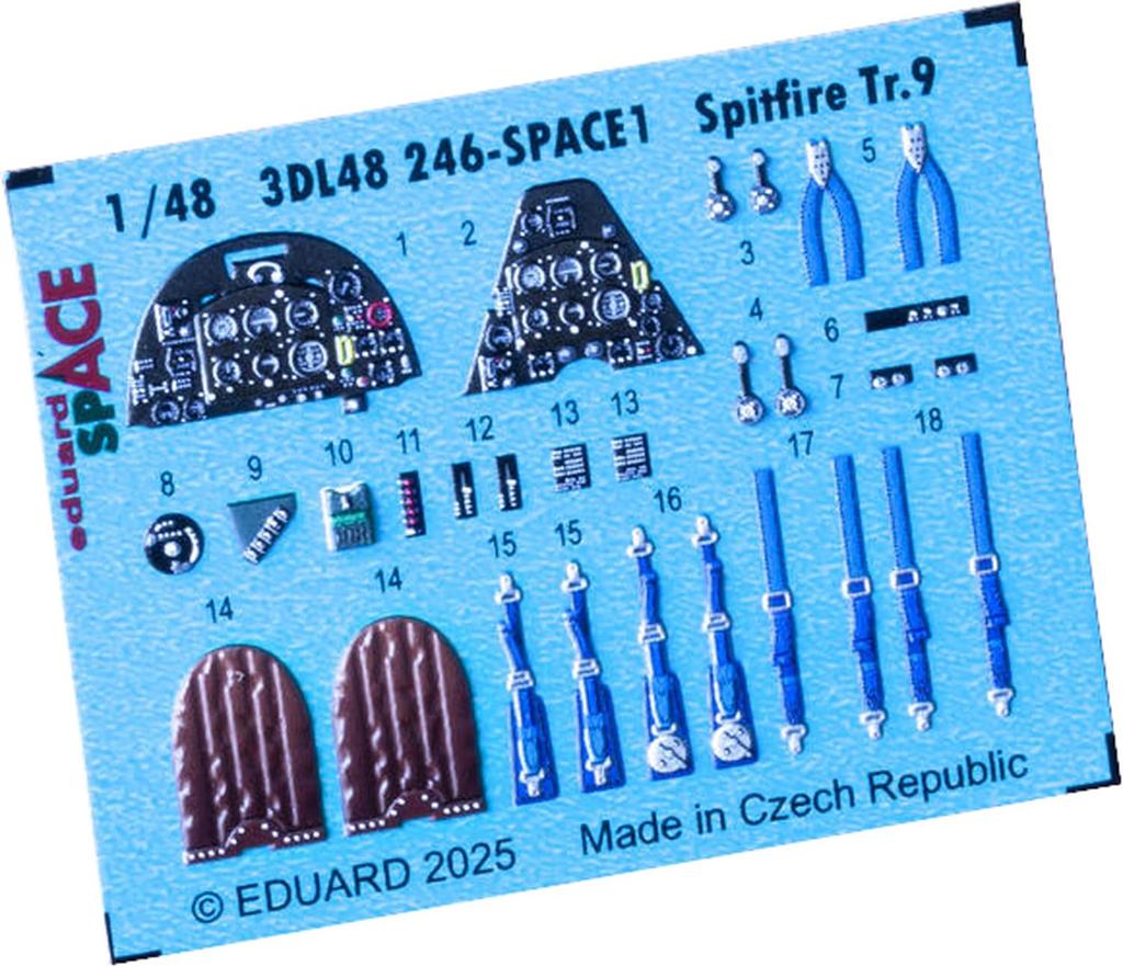 Eduard 1/48 Space Spitfire Tr.9 Interior 3D Decal with Etching Parts Set (for Airfix) Plastic Model Decal EDU3DL48246 (Airplane)