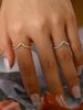 Korean Fashion Simple Light Luxury Cold Style Senior Sense Of Stainless Steel 18K Gold-Plated Diamond V-Shaped Ring Female