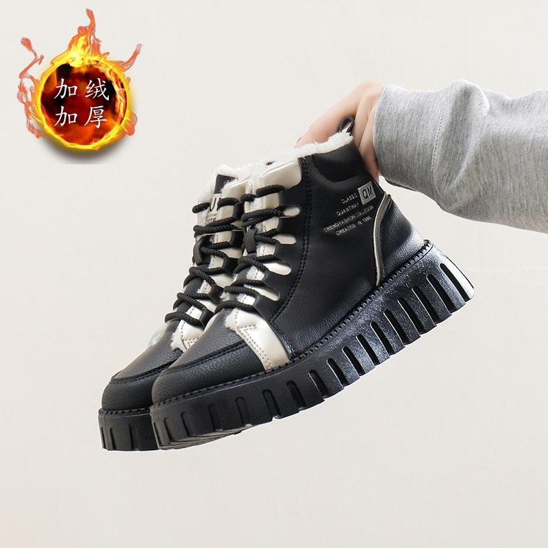 

ins бархатные высокие белые туфли женские 2024 зимние корейские версии универсальные студенческие туфли для серфинга теплая повседневная обувь женская WS821 40 чёрный