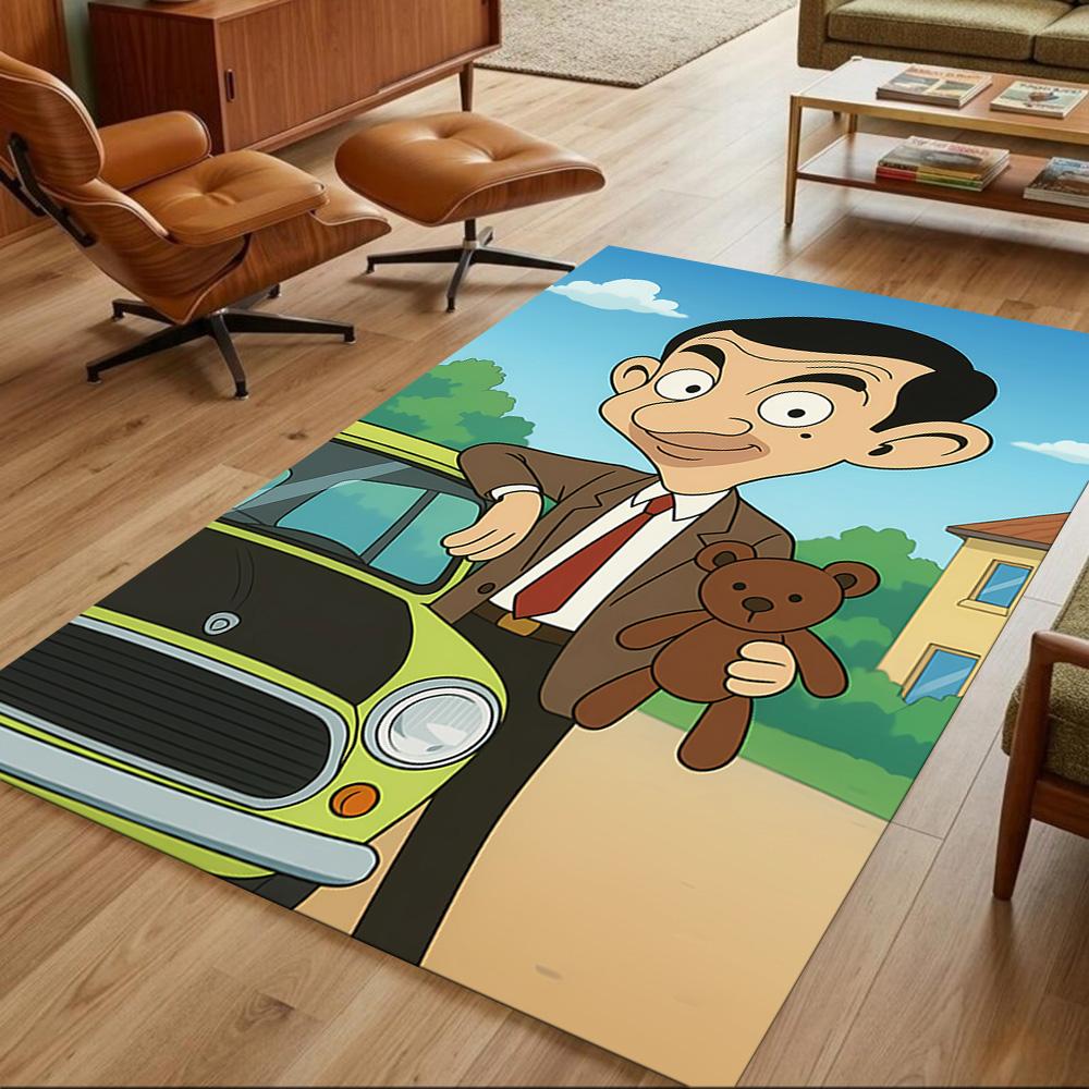 Mr.Bean Expressive Facial Features Cleanable Rug Soft Plush Water-resistant & Washable Corridor & Entryway Bohemian Boho Style Housewarming Gift Idea